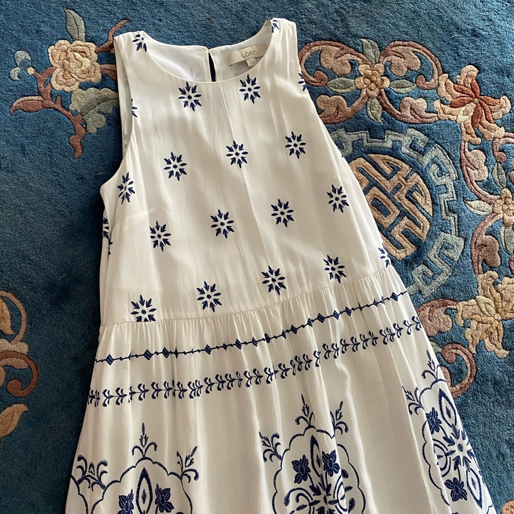 LOFT blue floral maxi dress